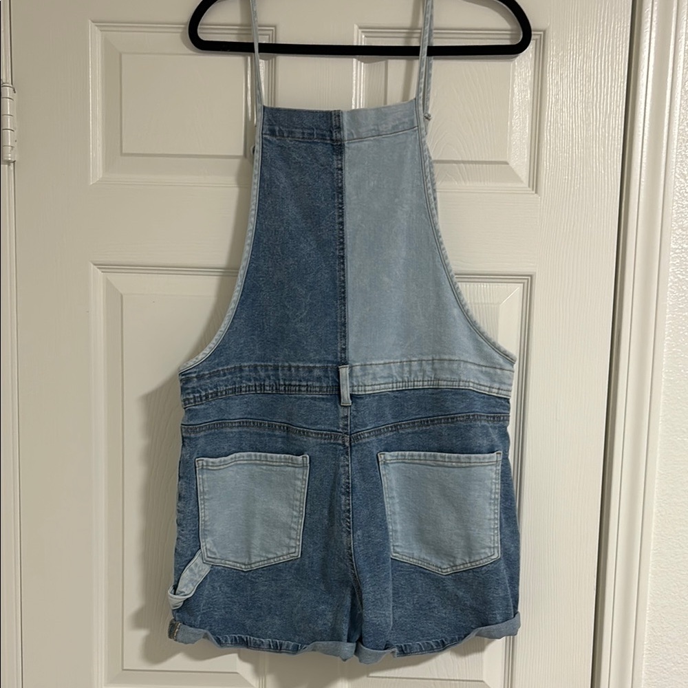 Two-toned Denim Colorblock Short Overalls by Celebrity Pink - Picture 4 of 5